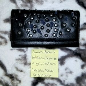 Patricia Nash Studded Silver Black Leather Wallet NWOT